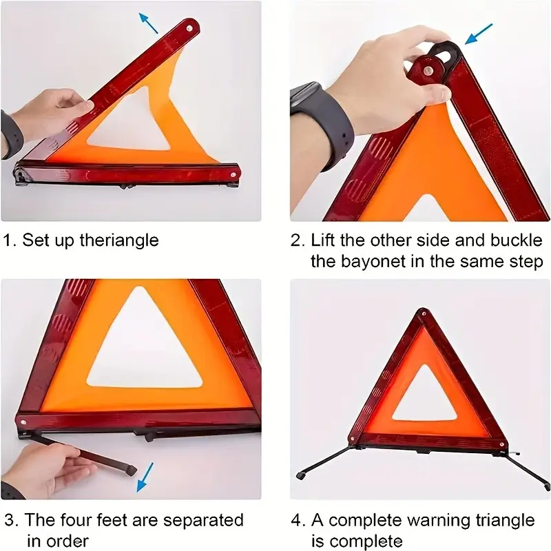 Emergency Exit Sign - Red Reflective Car Tripod Folded Stop