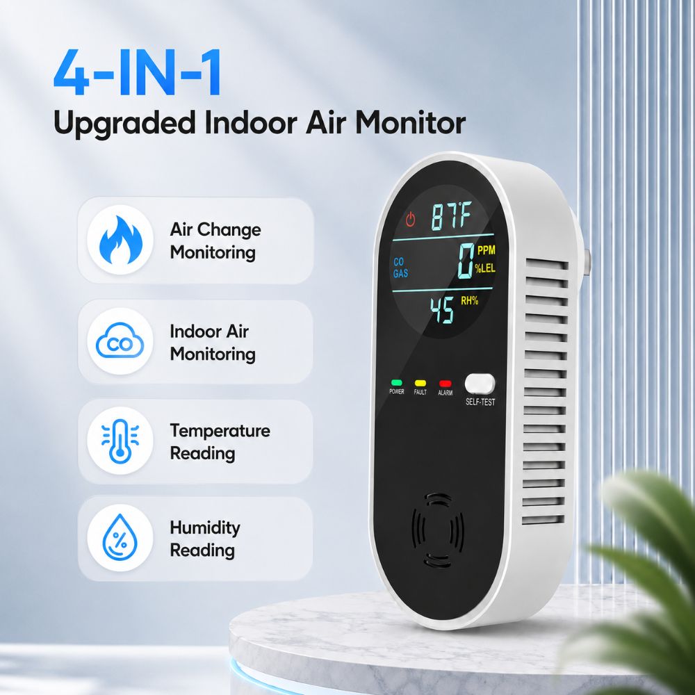 4 in 1 LED Display Gas Detecto - مراجعة Co Detector Plug وسعره