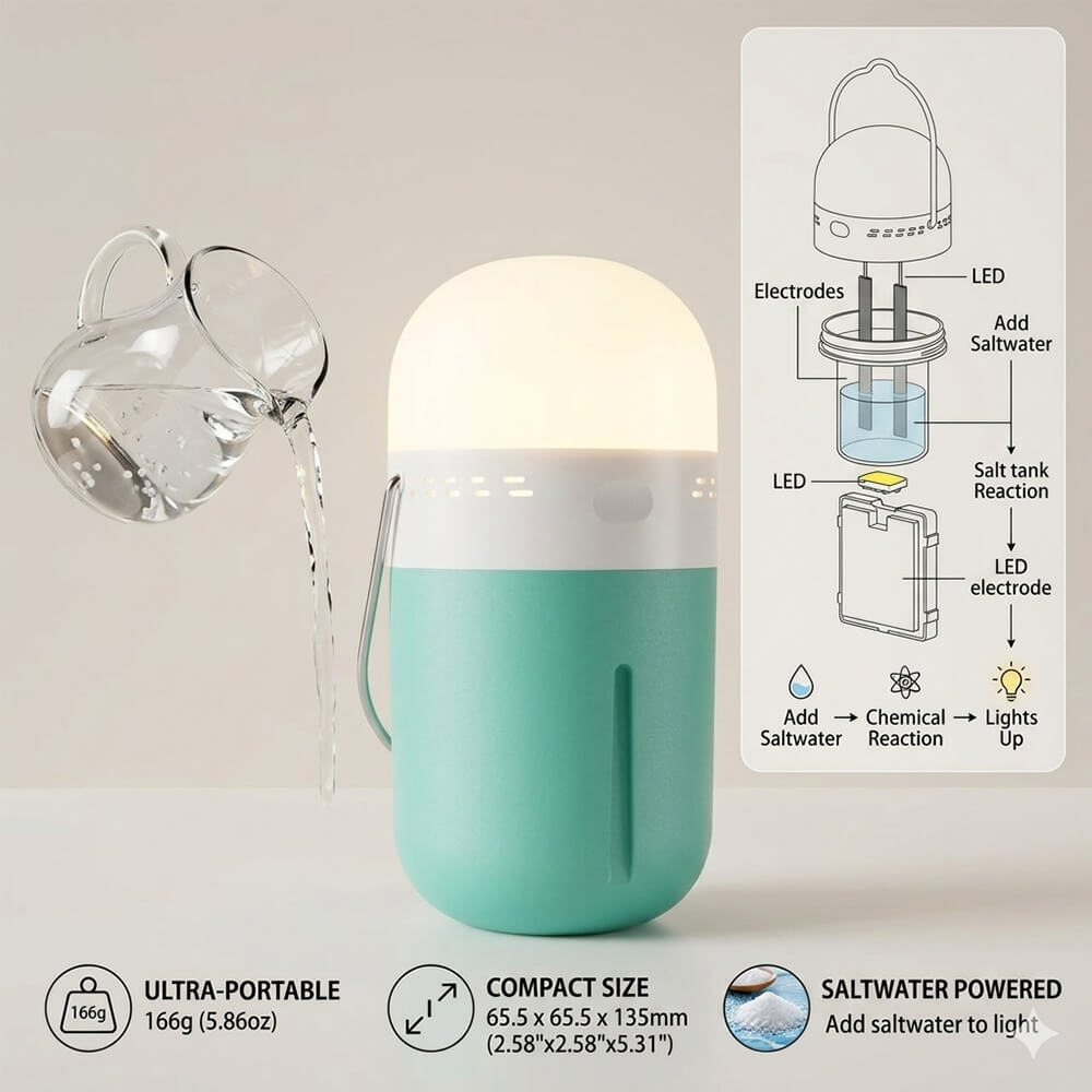 Portable Saline Lamp Compact 6 - مراجعة Power Outage Light وسعره