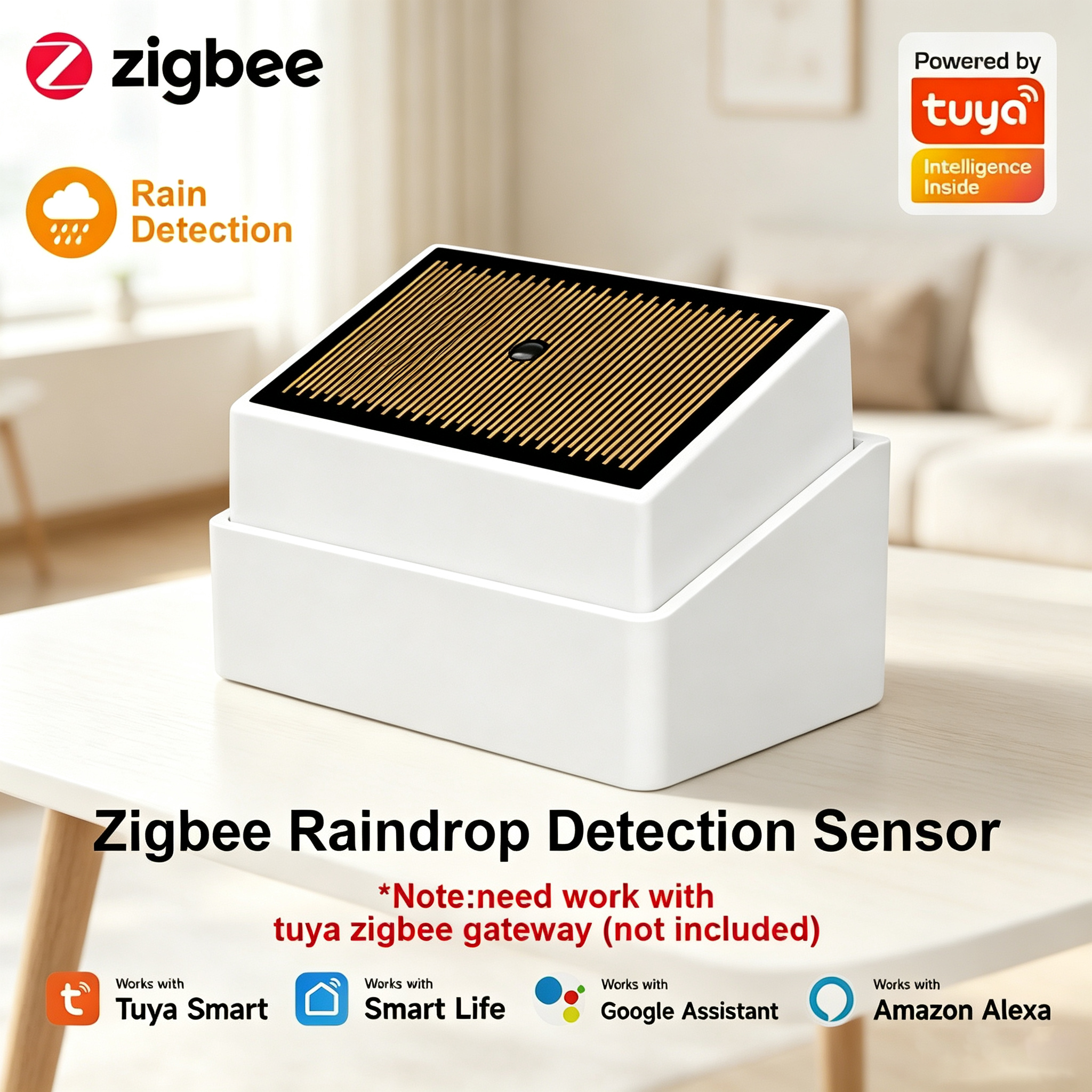 Tuya ZigBee Smart Rain Sensor  - مراجعة Water Alarm Sensor وسعره