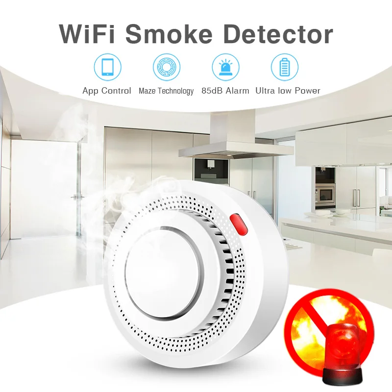 2 Pack Tuya Smart WiFi Smoke D - مراجعة Smoke Detector Interconnected وسعره